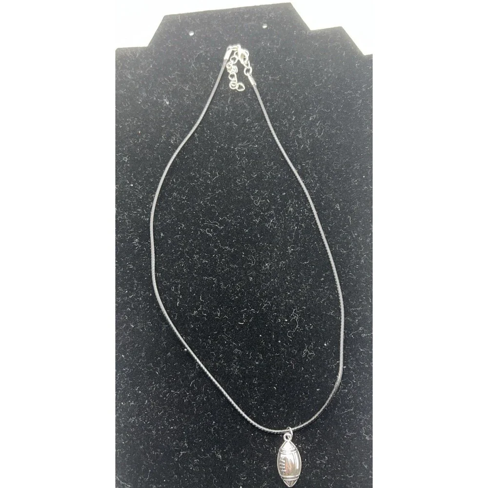 Football Necklace Rope sterling silver Charm Finish Silver Play Ball New
